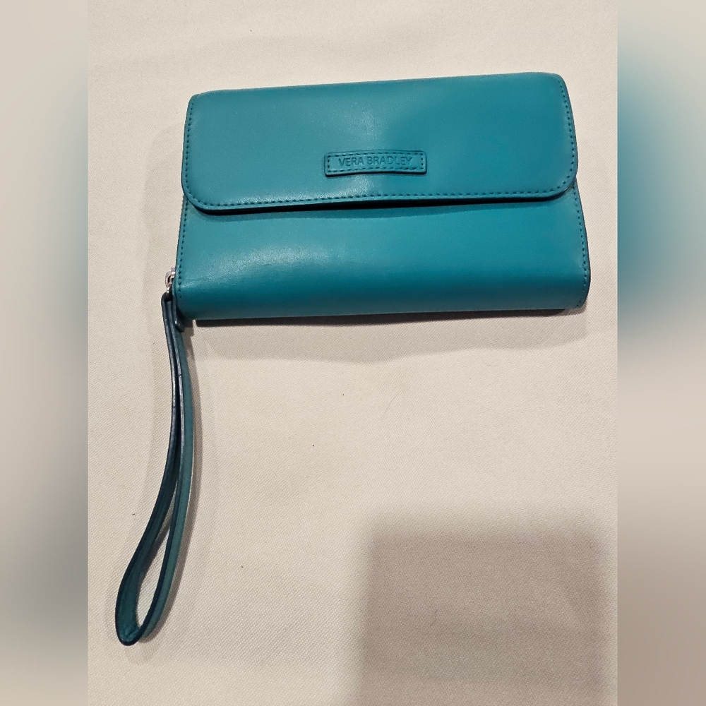 Vera Bradley Teal Wristlet Wallet - Picture 2 of 16